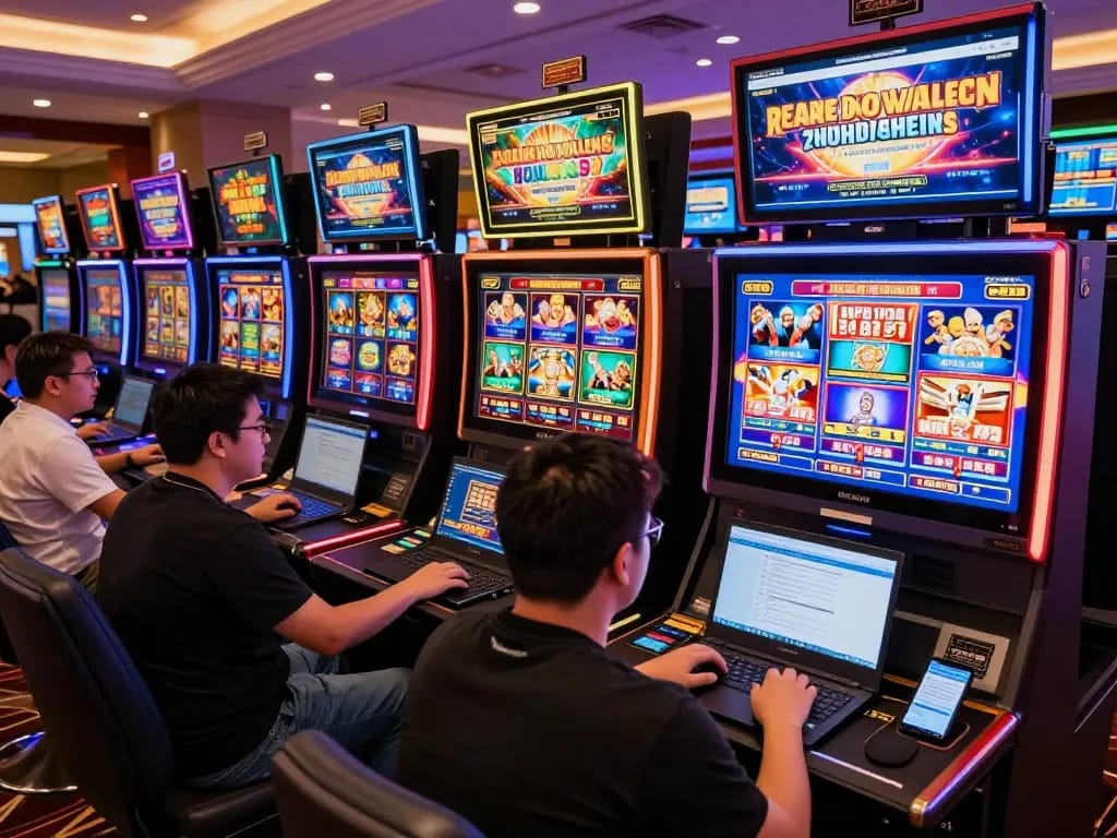 Link vào MM88 showcasing an engaging online casino gaming experience with vibrant slots and real-time support.