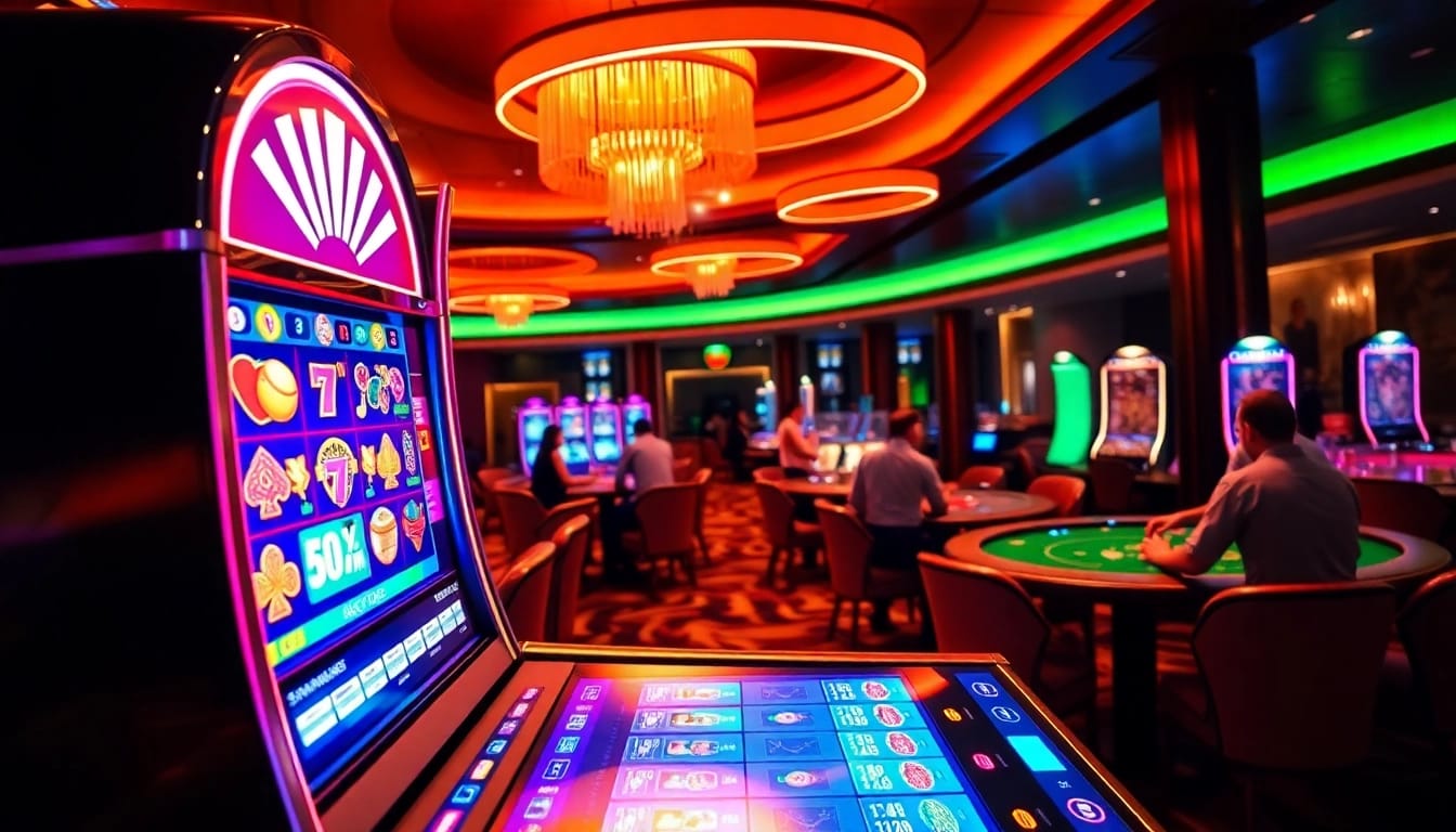 Engaging scene showcasing the best online casinos Ontario with vibrant gaming tables and players.