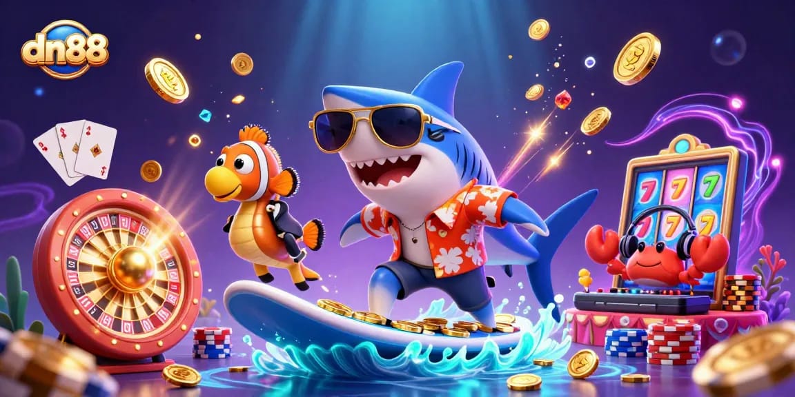 Join dn88 for a thrilling online casino experience featuring vibrant gaming elements and engaging characters.