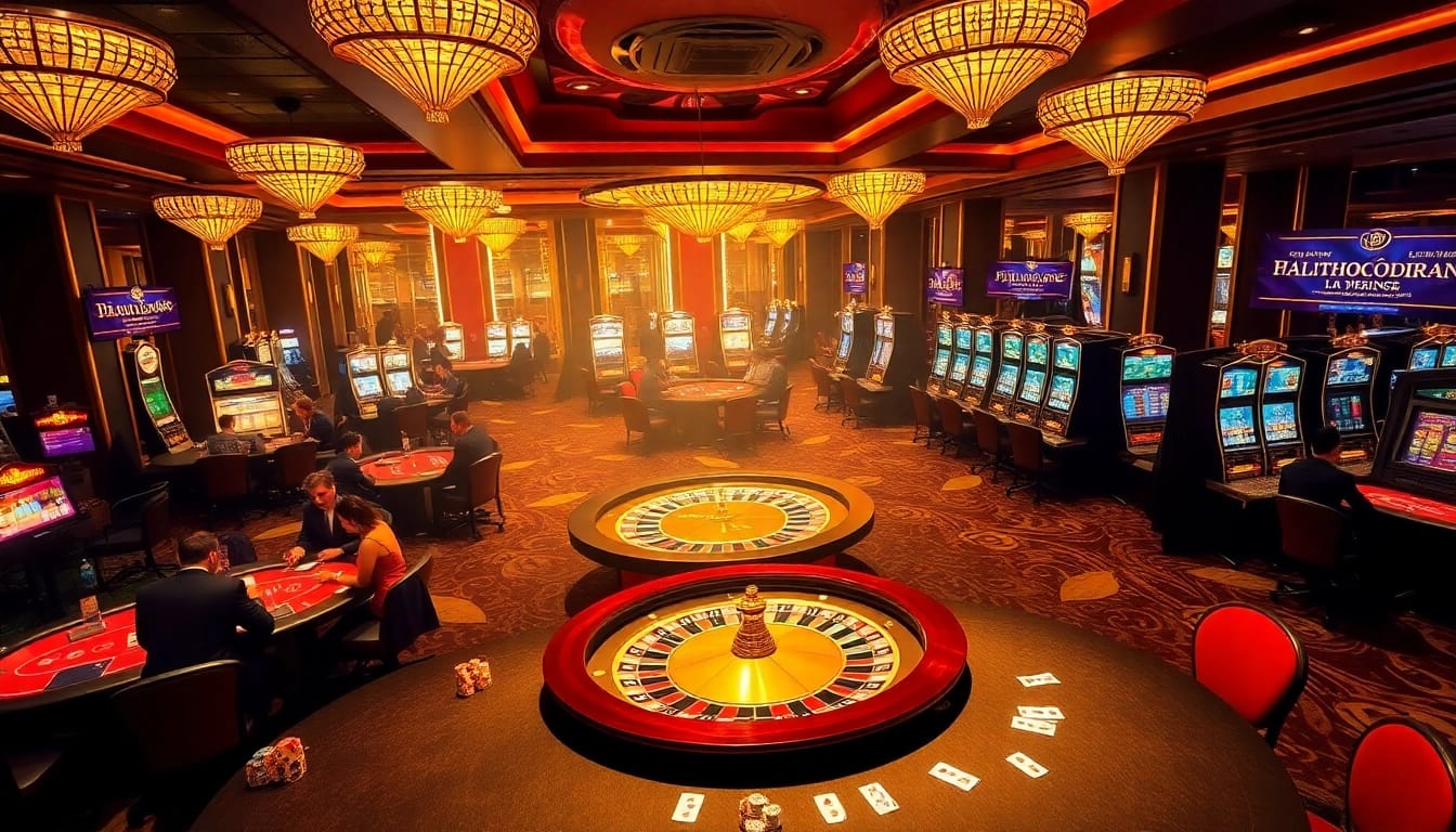 Players enjoying high-stakes action at lu88 casino tables with vibrant gaming visuals.