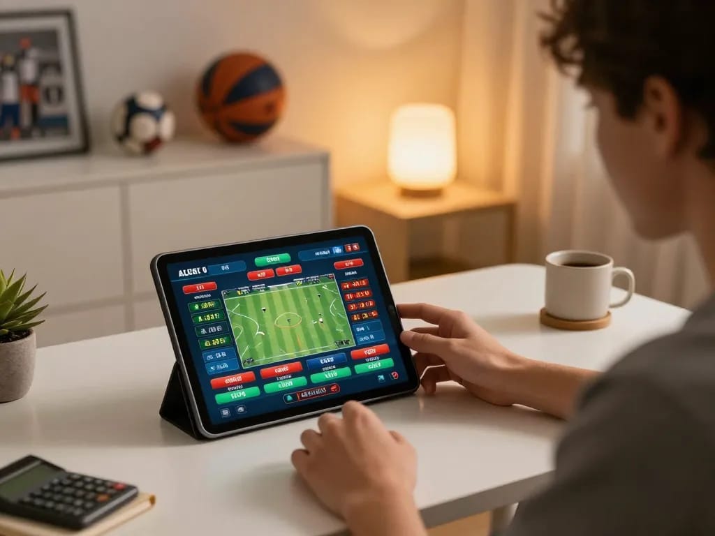 Max88 betting action on a tablet during a thrilling sports event, showing live odds and user engagement.