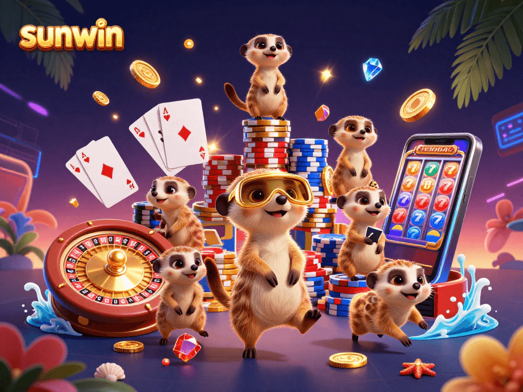 Experience the thrill of sunwin with meerkats in a lively casino scene.