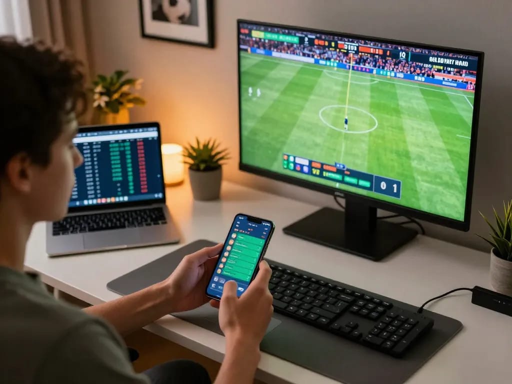 Engaging in keo nha cai hom nay for sports betting at home with warm ambiance