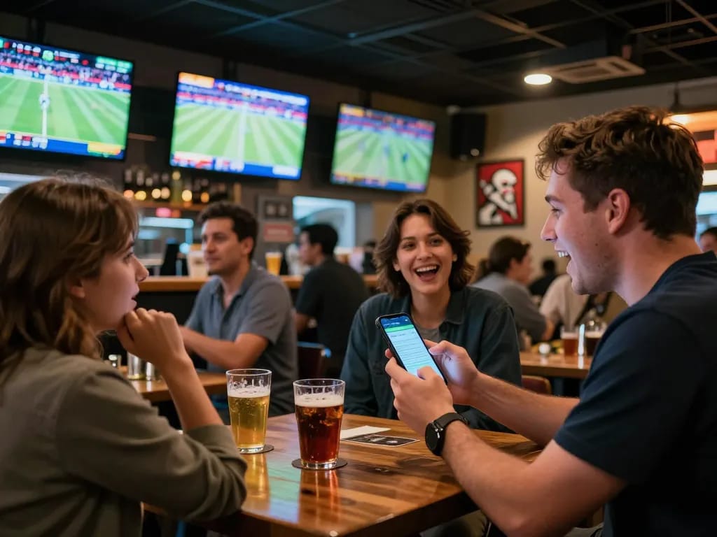 Sky88 sports betting excitement as patrons engage with live events and apps.