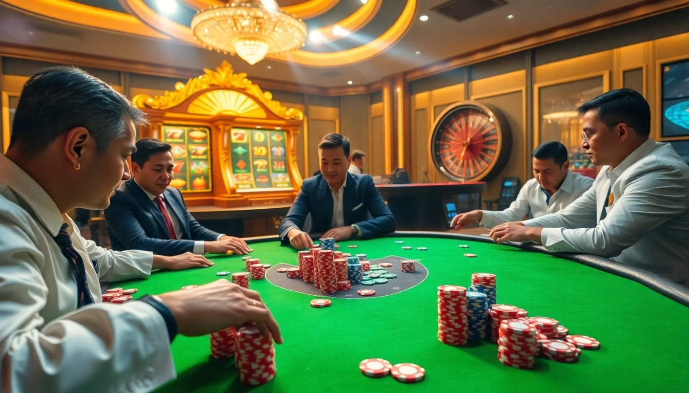 Players at the TX88 poker table enjoying an exhilarating game night with chips and cards.