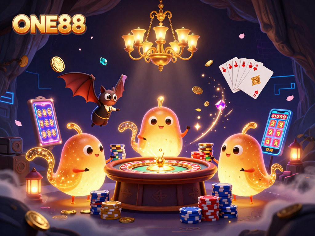 Experience the thrill of ONE88 casino with bioluminescent glowworms lighting up games and prizes.