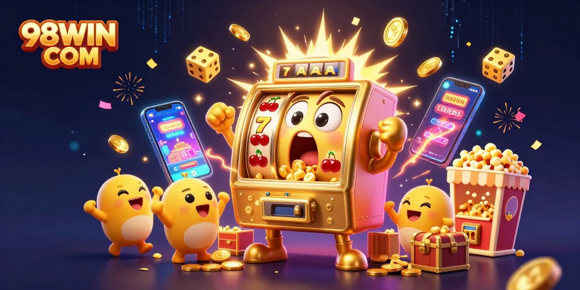 Engage with thrilling games at 98WIN COM, where vibrant slot machines celebrate wins through colorful visuals.