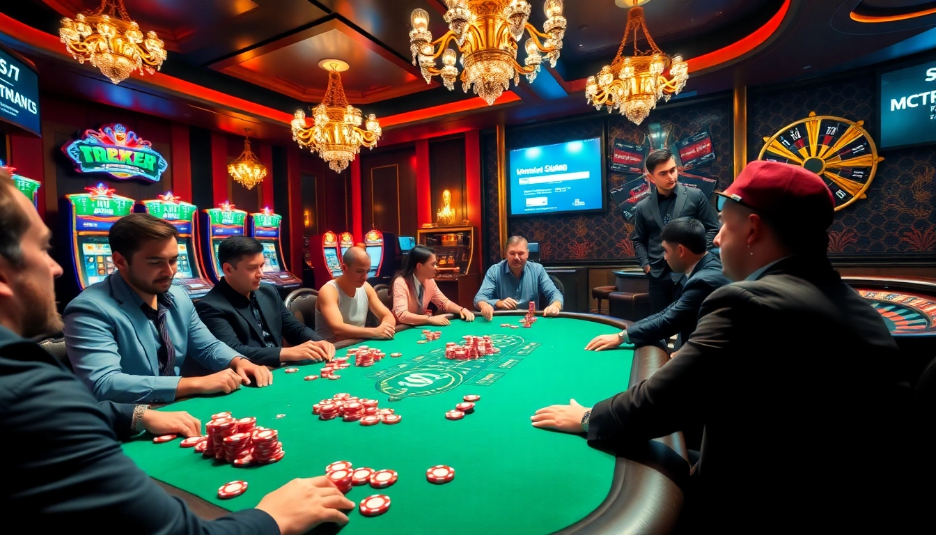 Exciting poker game at CM88 casino, highlighting strategic play and vibrant atmosphere.