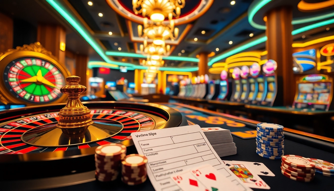 Experience the excitement of XX88 with vibrant casino tables, roulette wheels, and poker chips.