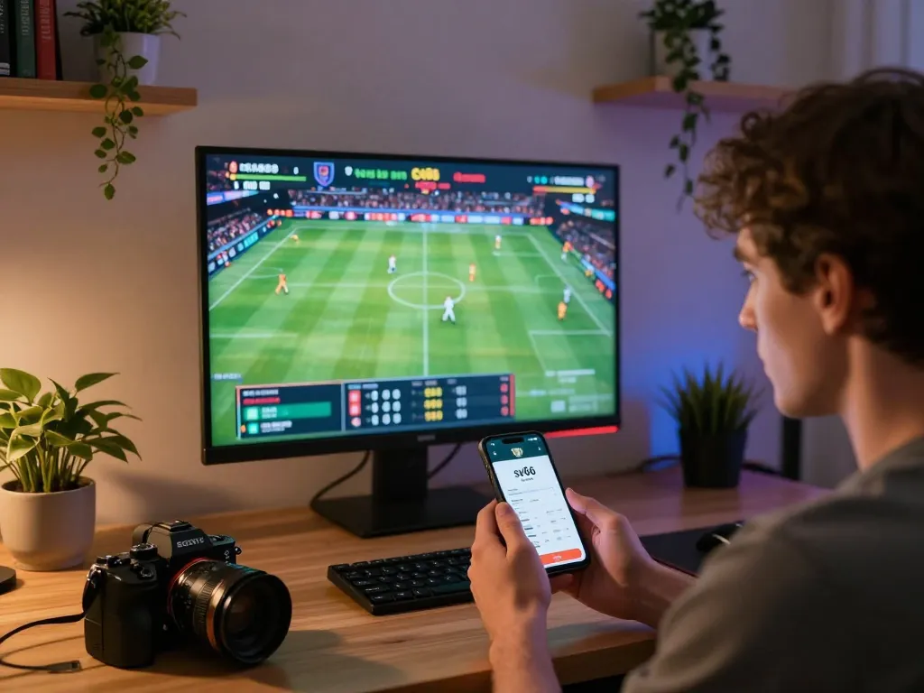 Player using sv66 app to place live bets during an exciting sports event viewing