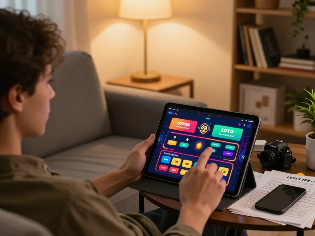 Engaging in online gambling with LOTO188 app while comfortably relaxing at home.