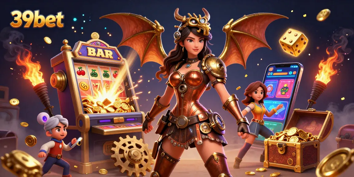 Experience the excitement of 39bet with a vibrant casino scene filled with dynamic gaming elements.