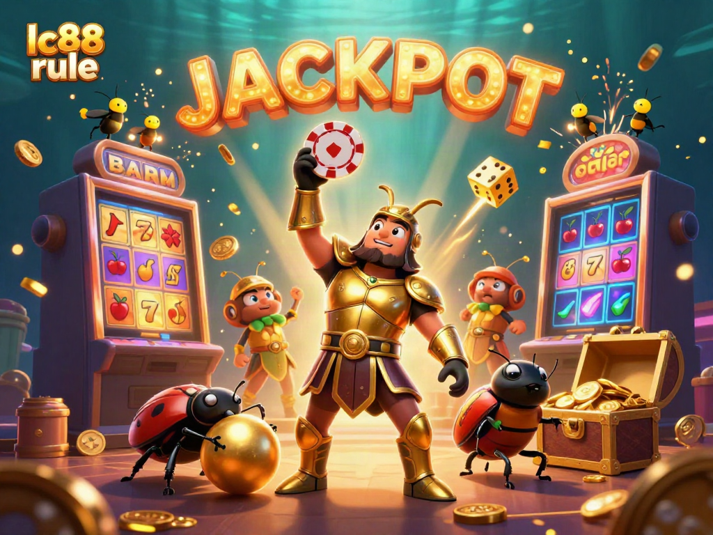 Experience the excitement of lc88 rule with a vibrant casino scene celebrating winning moments and jackpot symbols.