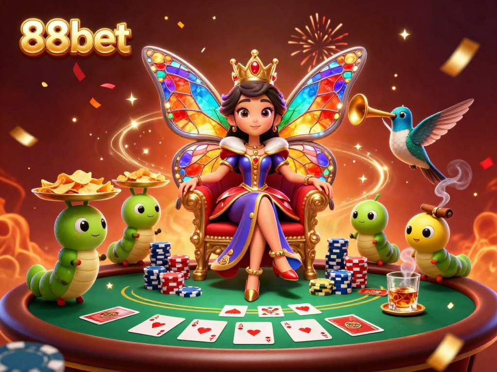 Engage with 88bet and enjoy a vibrant 3D casino scene filled with excitement and luxury.