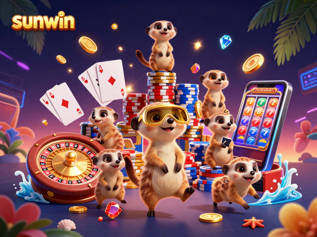Experience the thrill of sunwin with meerkats in a lively casino scene.