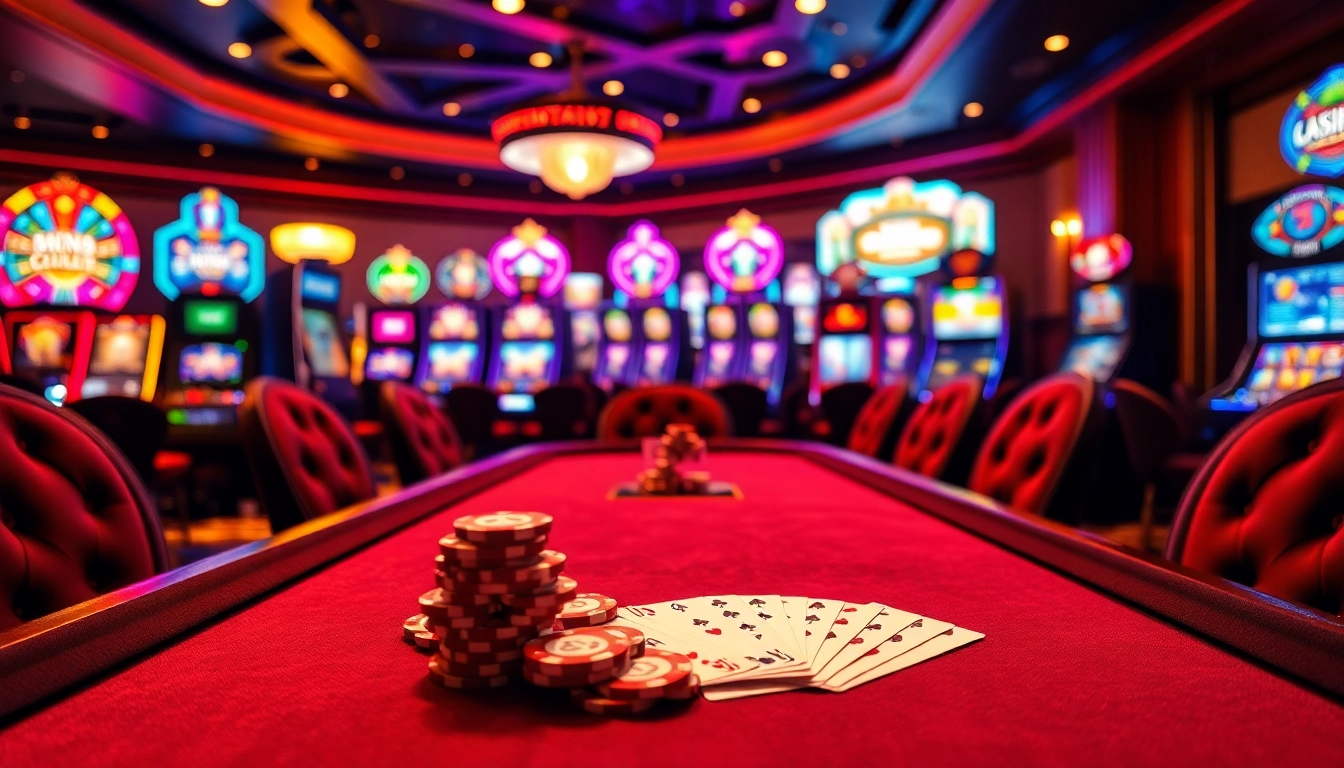A dynamic poker scene at https://www.bdtk66.blog/ highlighting vibrant chips and cards amidst an elegant casino atmosphere.