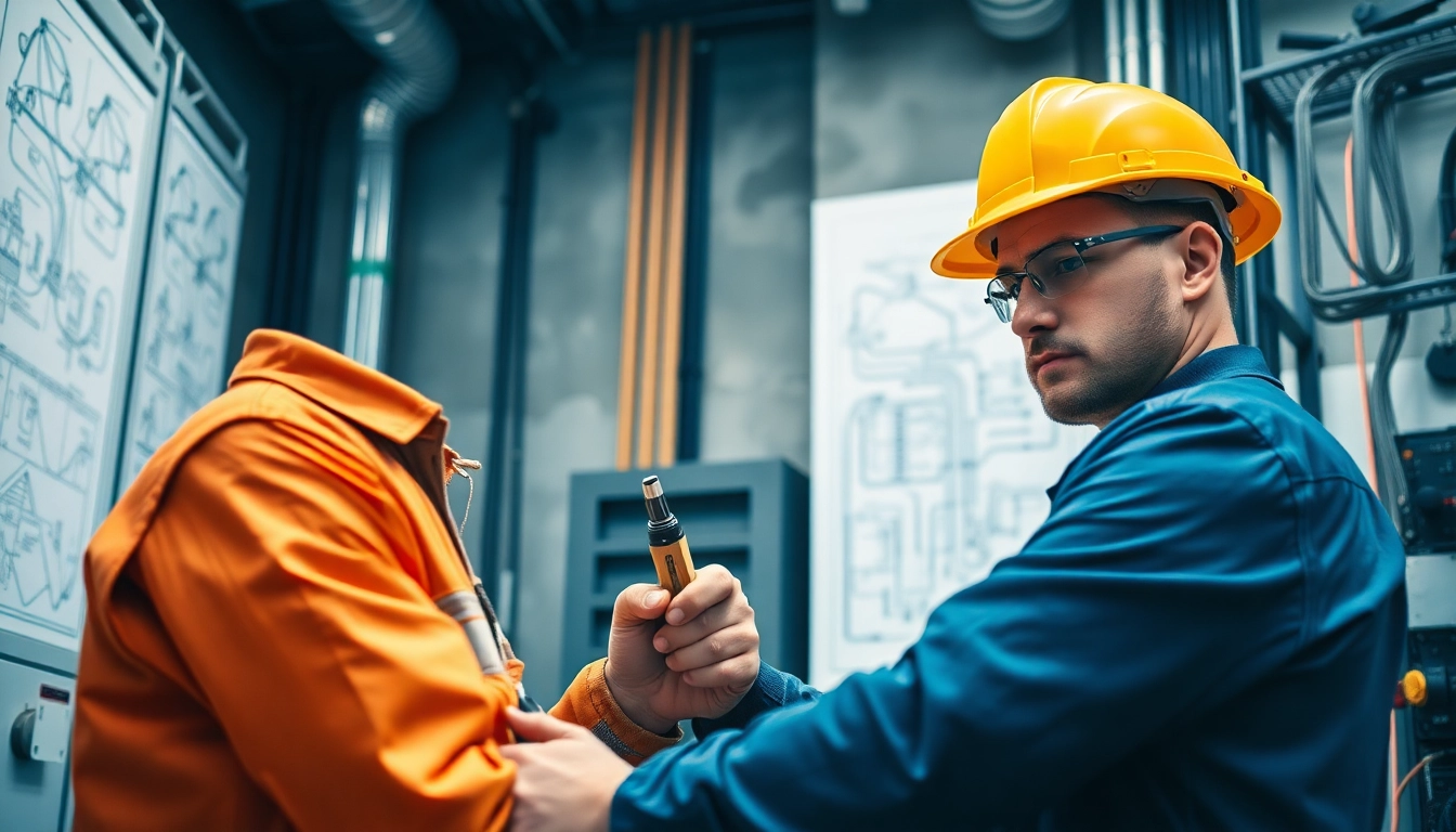 Highly skilled commercial electrician vancouver engaged in complex installations with precision tools.