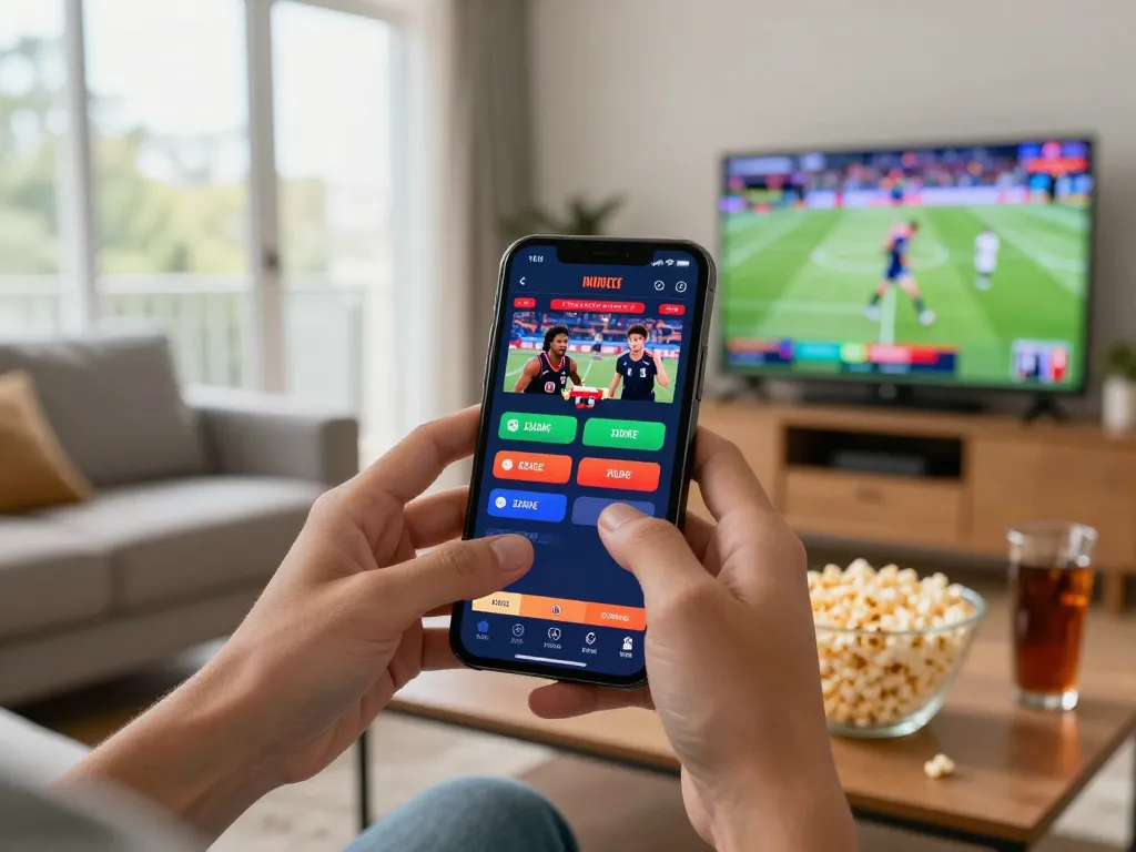 Engaging sports bettors interactively placing bets on a 98win mobile app during a live game.