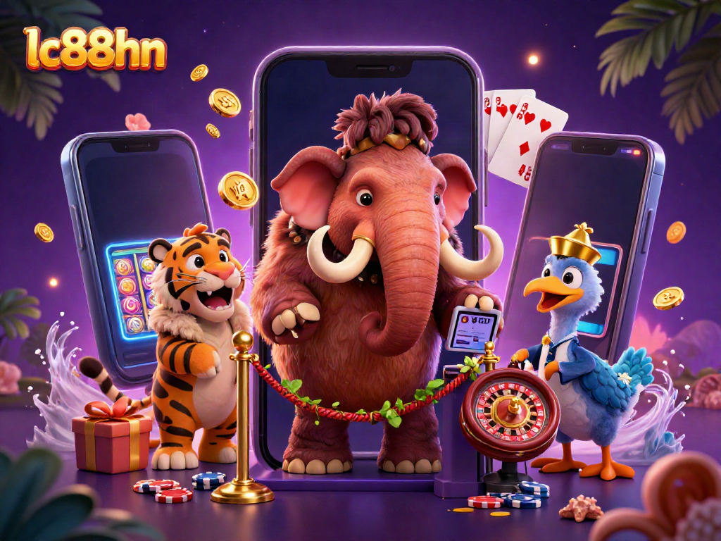 Experience thrilling games at lc88hn with a vibrant casino scene featuring unique characters and dynamic elements.