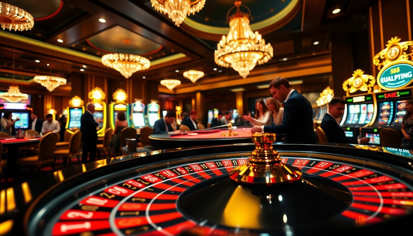 Engaging players at AF88 enjoy a thrilling roulette game with luxurious decor and vibrant atmosphere.
