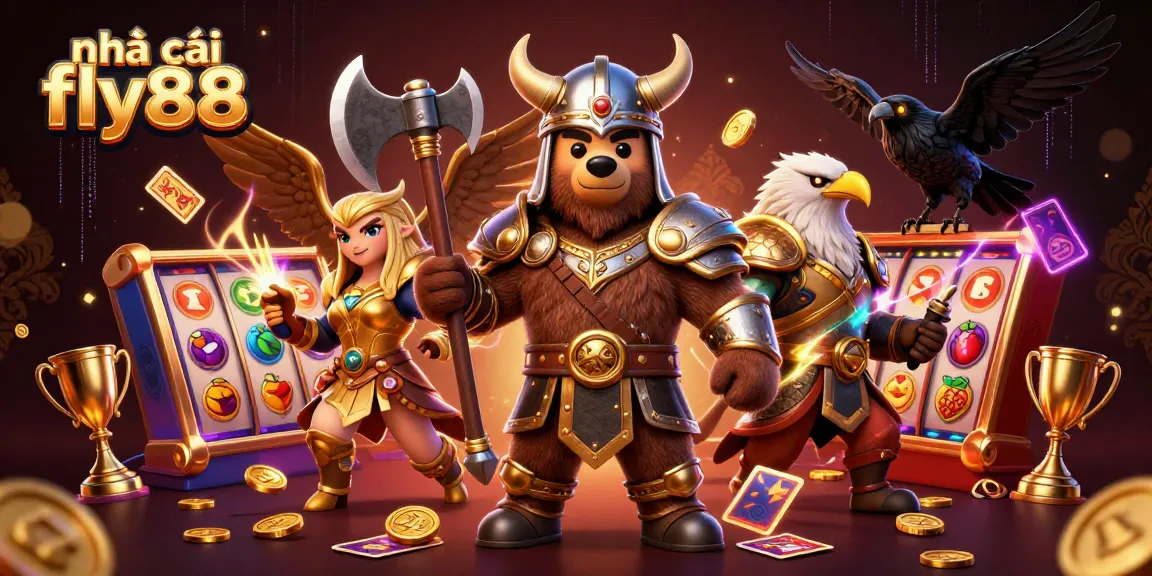 Bet on exciting games at nhà cái fly88 featuring a Viking bear and casino elements