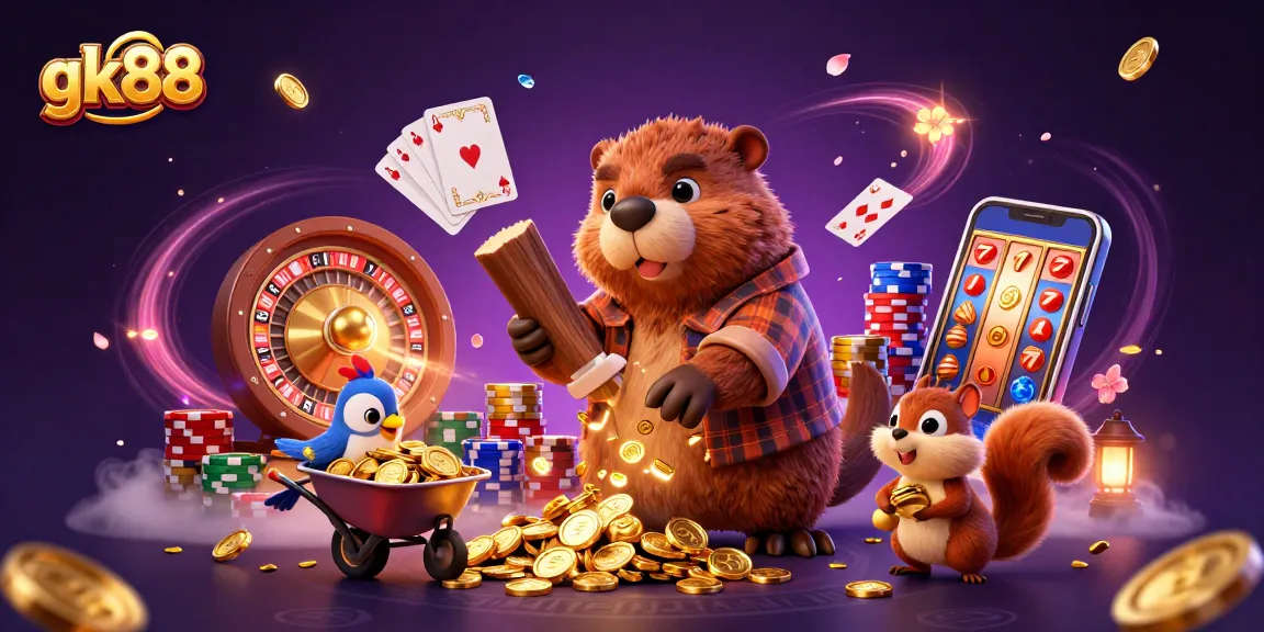 Spin to win with gk88 as the beaver brings golden coins and casino excitement alive!