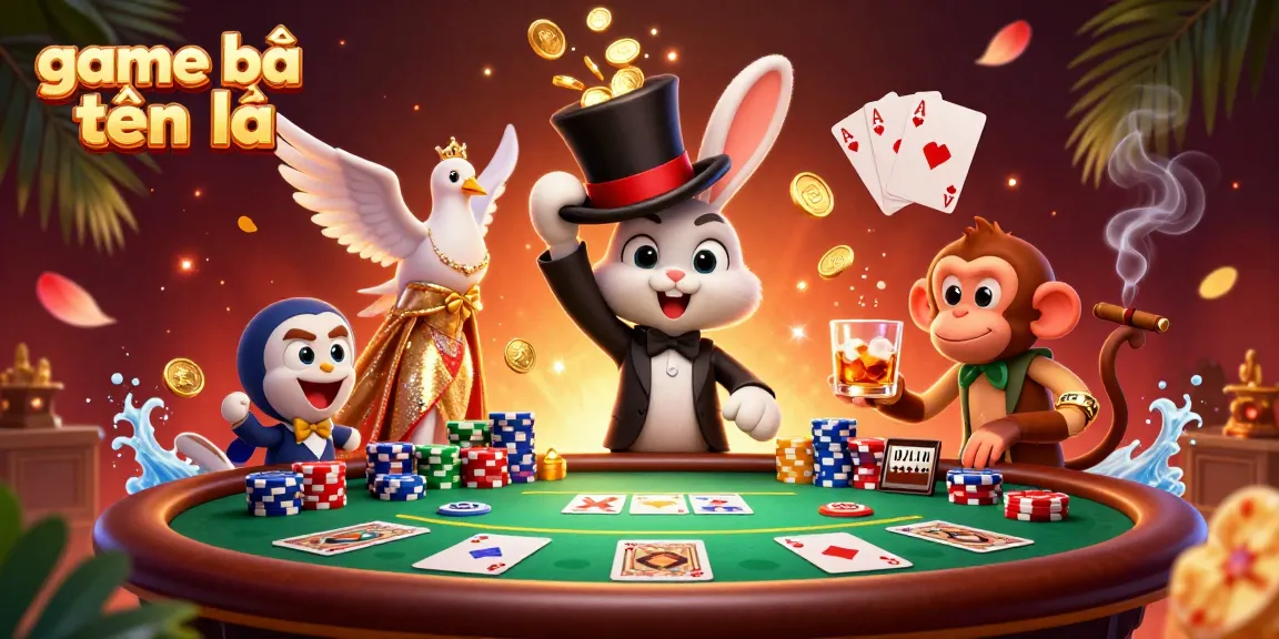 Engage with game bài tiến lên in this vibrant scene featuring a 3D magician rabbit and poker chips.
