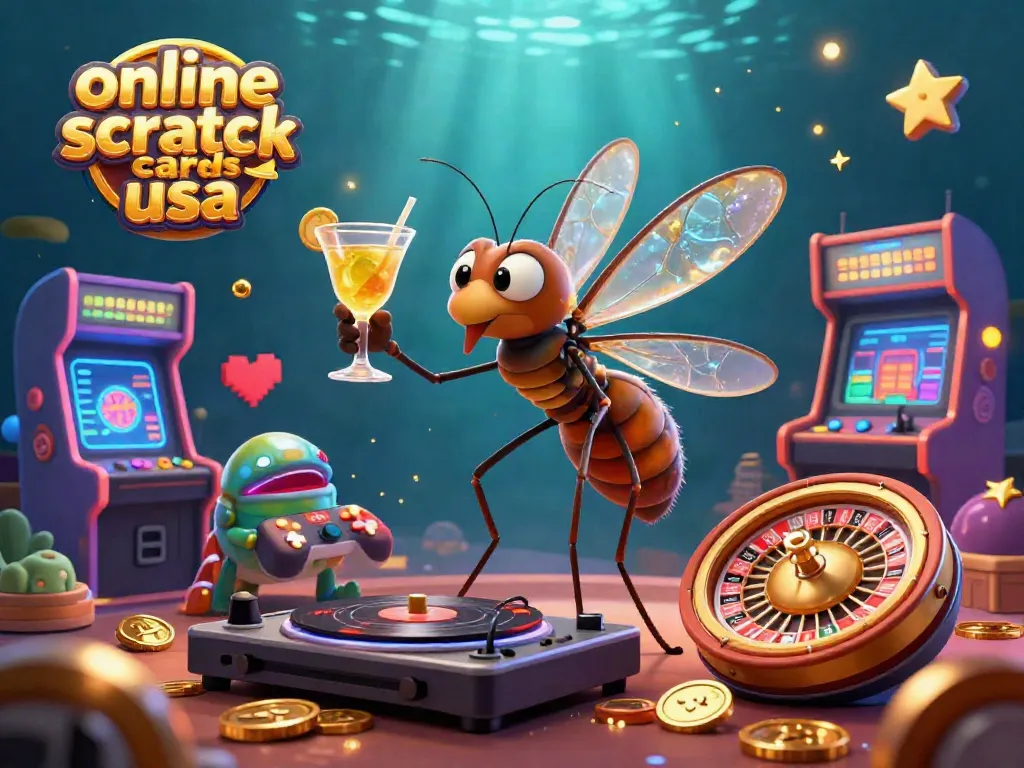Engage with exciting online scratch cards usa in a vibrant casino-themed scene featuring playful elements.