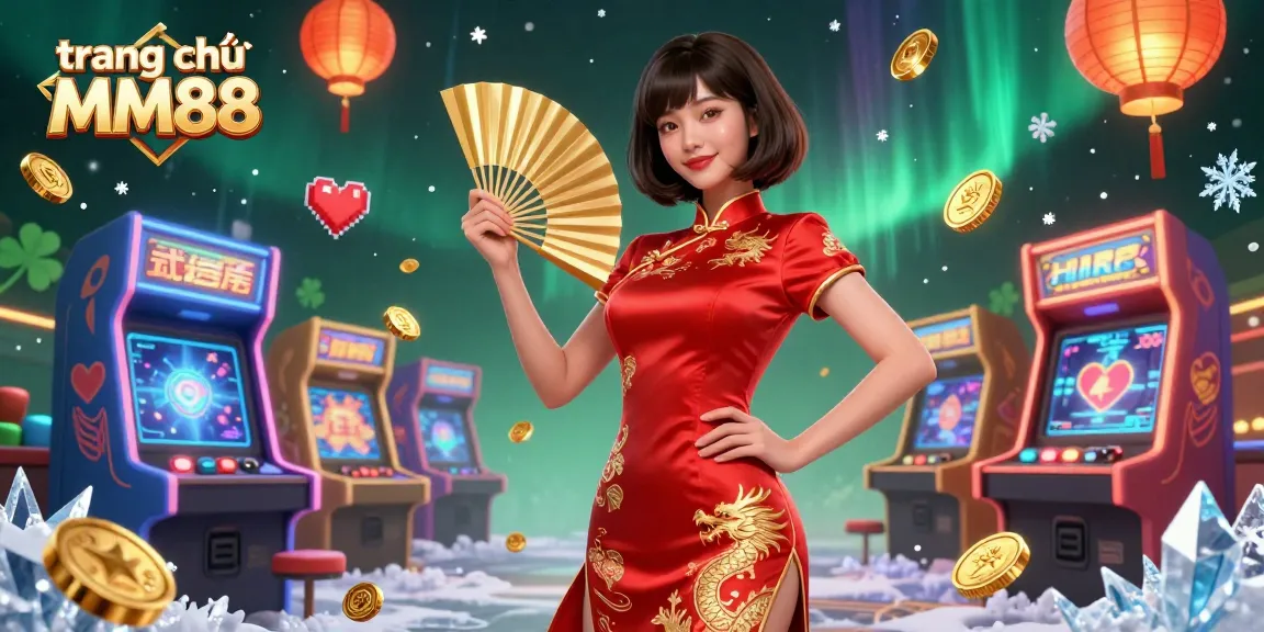 Experience the vibrant atmosphere of trang chủ MM88, a stunning casino with gold coins and casino elements.