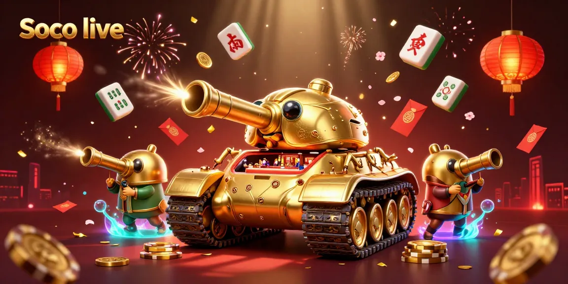 Soco live offers an immersive gambling experience with a vibrant casino under a golden tank, bursting with excitement.