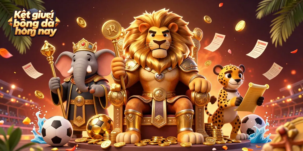 Engage with Kết quả bóng đá hôm nay through exhilarating sports betting visuals featuring a royal king and lively advisors.