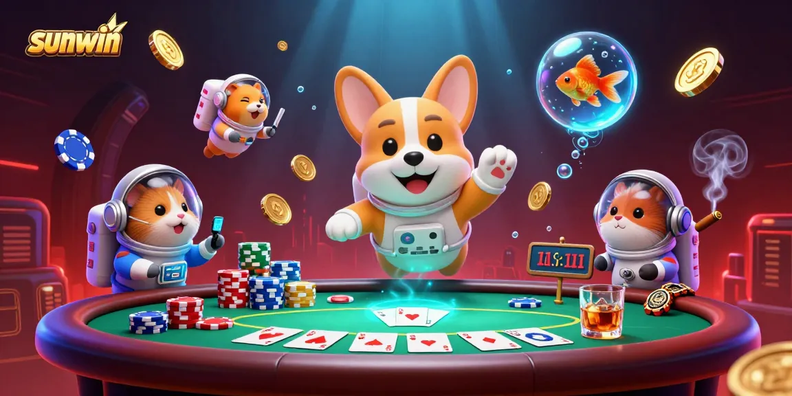 Experience sunwin’s thrilling casino adventure with a floating corgi and imaginative game elements.