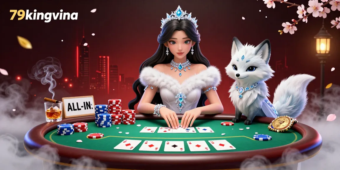 Engage in thrilling poker action at 79kingvina with colorful poker chips and luxurious details.