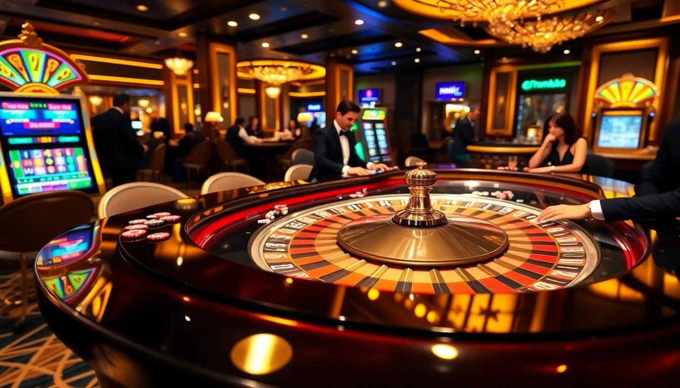 Engaging players at a roulette table highlight the thrill of mint88 casino experiences.