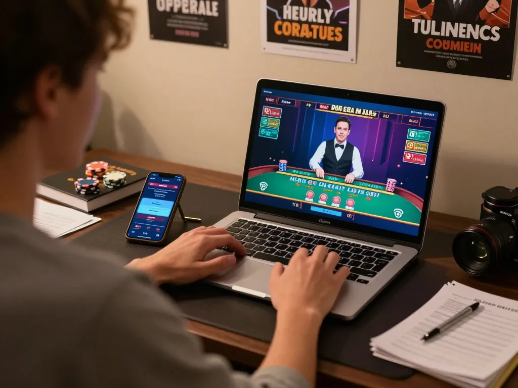 Player engaging in a live dealer blackjack game on say88 with strategic notes nearby.