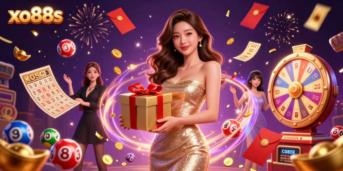 Win big at xo88s with vibrant lottery and casino elements in a festive atmosphere.