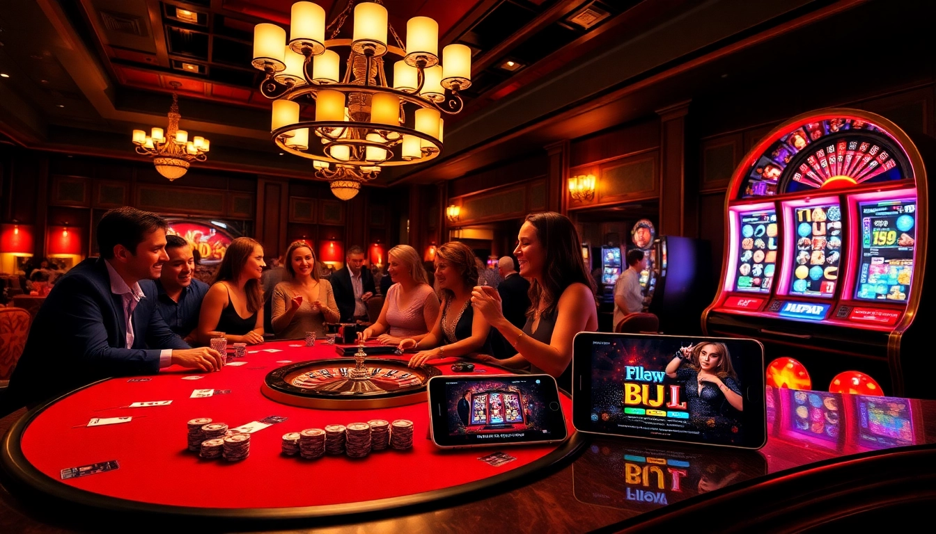 Engaging casino scene highlighting poker and slots at https://www.bdjl.win/, capturing the excitement of gambling.