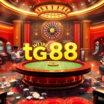Tg88 win showcased in a glamorous casino scene with players enjoying thrilling games and vibrant slot machines.