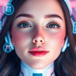Experience the engaging world of girlfriend AI with a friendly digital companion, glowing in pastel tones.