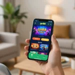 Player enjoying go88 mobile app for exciting casino gaming experience at home.