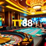 Experience the thrilling atmosphere of TT88 with vibrant casino games and exciting gambling visuals.