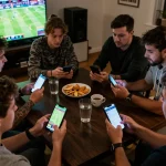 Sky88 sports betting scene with friends analyzing odds and enjoying the game
