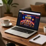 Engage with the SC88 link at an inviting online casino, showcasing a player immersed in slots gaming.