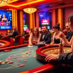Tải cm88 to experience thrilling casino games, with vibrant poker tables and excited players.