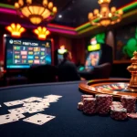 Experience top-tier gaming at https://f8betb1.com/ with a vibrant casino scene filled with poker tables and thrilling slot machines.