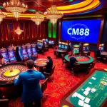 Players enjoying the excitement of casino gaming with CM88 branding in a luxurious atmosphere.