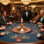 GA88 roulette game in a luxurious casino with players betting and croupier spinning the wheel