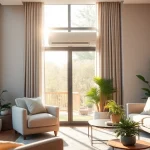 Find the mitsubishi mini split ac elegantly installed in a stylish living room to enhance home comfort.