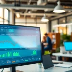 Visualize effective production scheduling software tools displayed in an office dashboard.