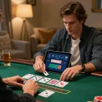 lv88 player placing an insurance bet in online blackjack at cozy home setup